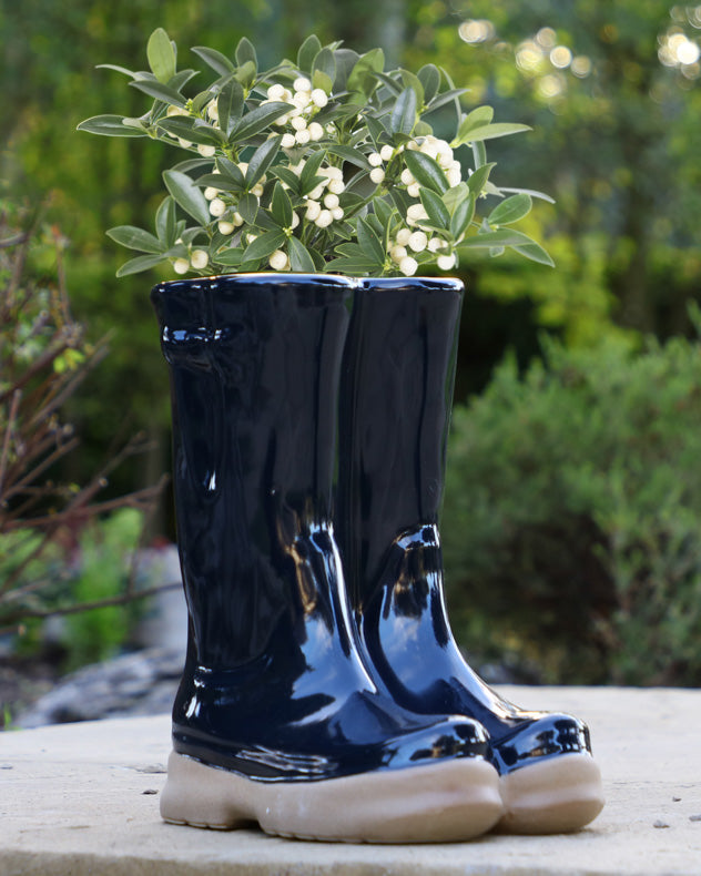 Blue Wellington Boots Garden Planter