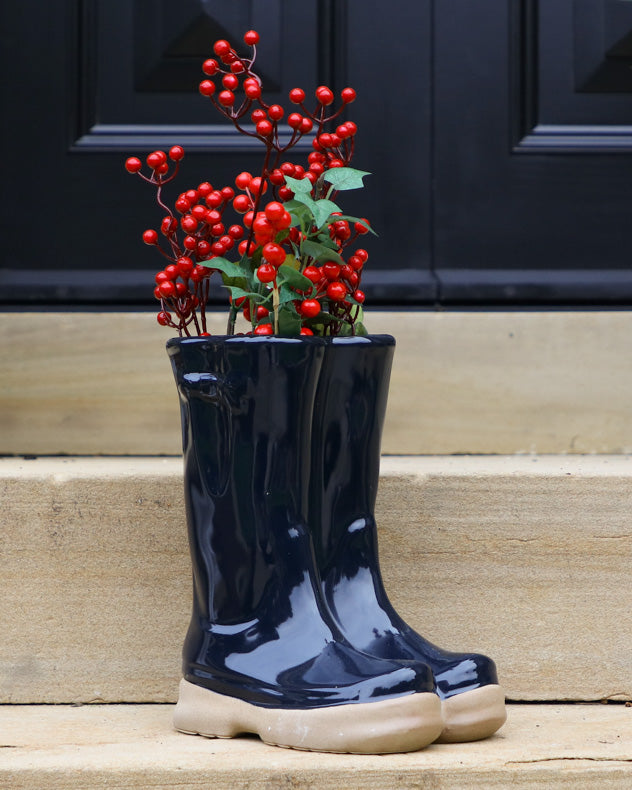 Midnight Blue Wellington Boots Planter