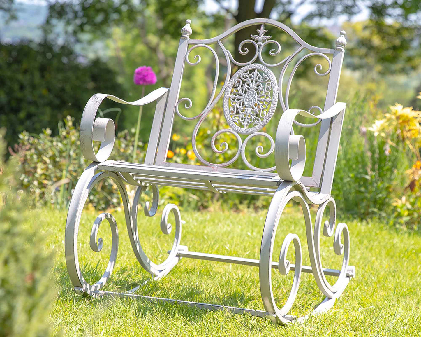 Vintage Grey Garden Rocking Chair