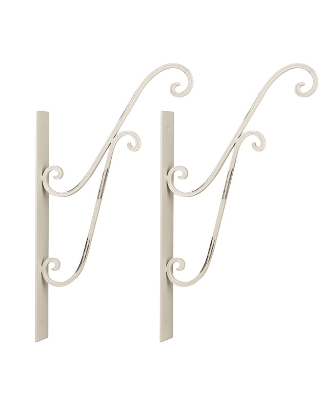 Set of Two Ivory White Hanging Basket Brackets