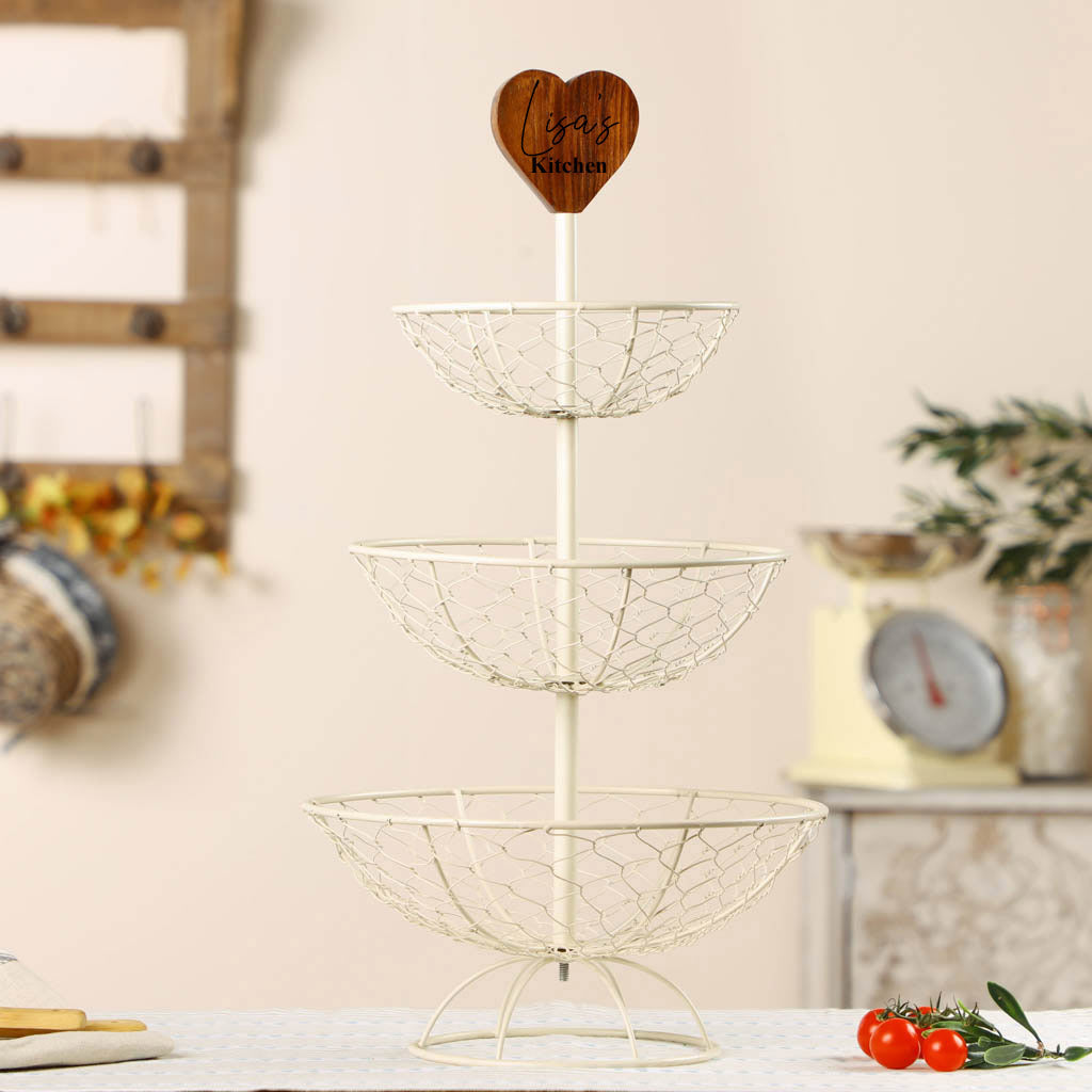 Wooden Heart Cream Vegetable Rack Gift