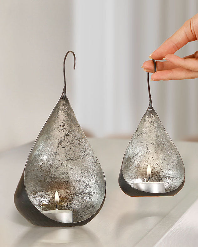 Set of 2 Hanging Teardrop Candle Holders