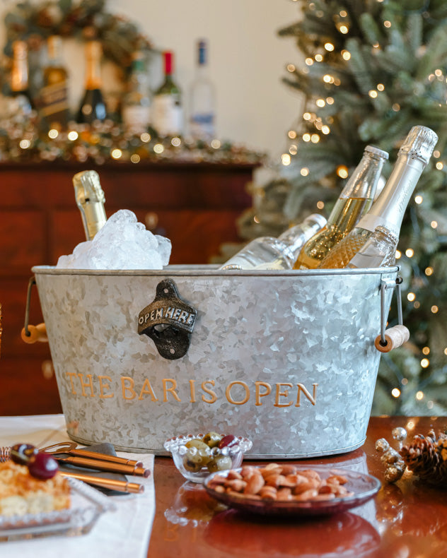 Large Galvanised Silver Beer Bucket