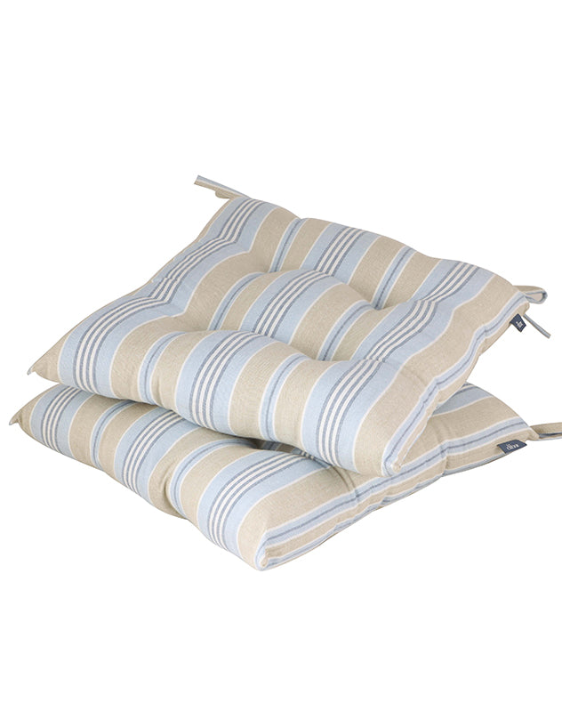Set of 2 Oxford Blue Striped Garden Chair Cushions