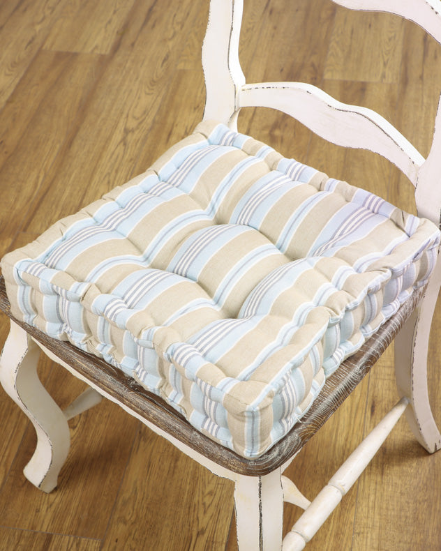 Set of 2 Blue Stripe Indoor Seat Cushions