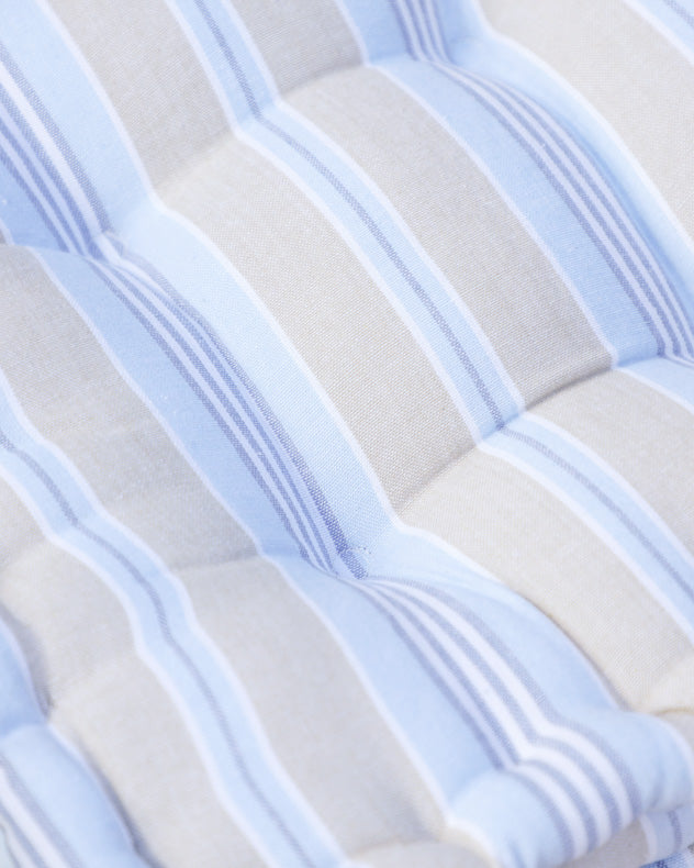 Set of 2 Oxford Stripe Seat Pads Outdoor Blue Garden Box Cushions