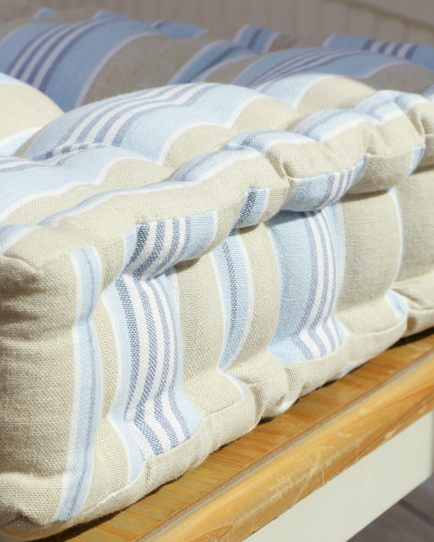 Set of 2 Blue Stripe Indoor Seat Cushions