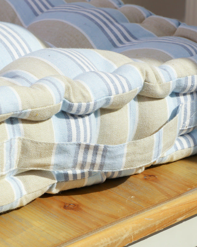 Set of 2 Blue Stripe Indoor Seat Cushions