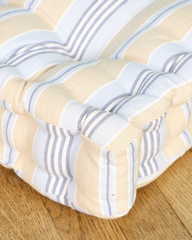 Oxford Stripe Seat Pad Blue Box Indoor Cushion