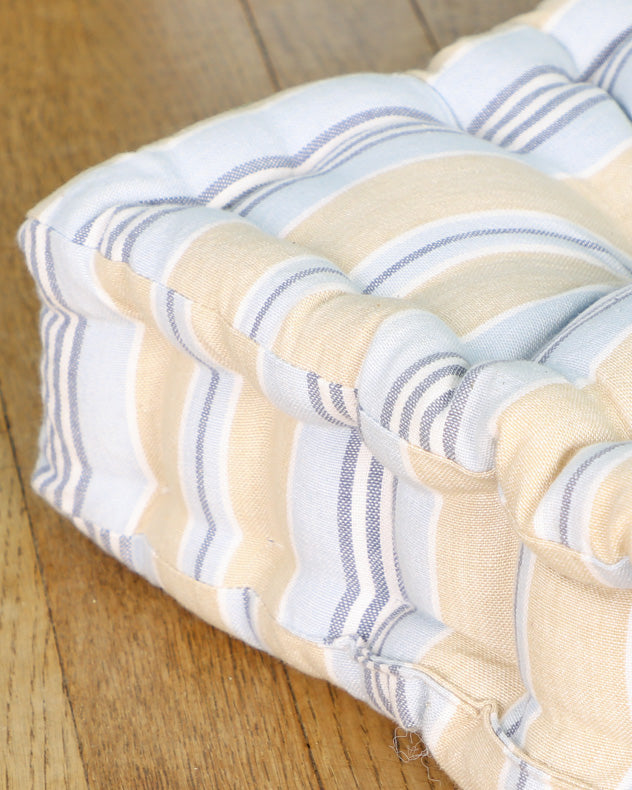 Oxford Stripe Seat Pad Blue Box Indoor Cushion