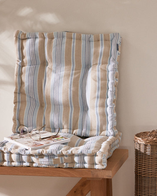 Oxford Stripe Seat Pad Blue Box Indoor Cushion