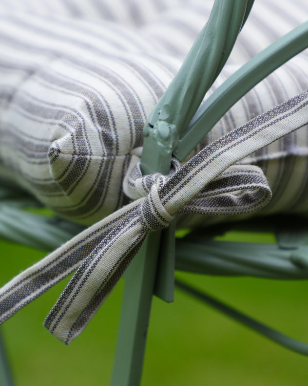 Set of 2 Grey Striped Garden Seat Pads