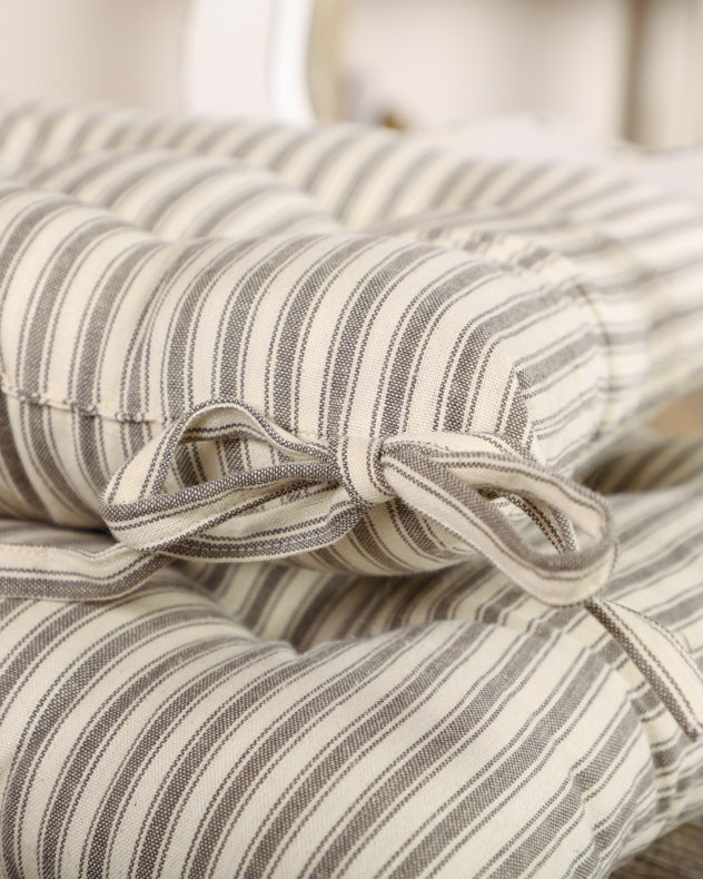 Set of 2 Grey Striped Garden Seat Pads