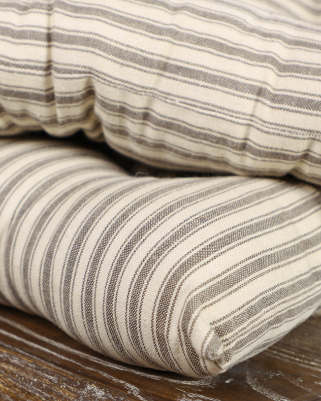 Set of 2 Grey Striped Garden Seat Pads
