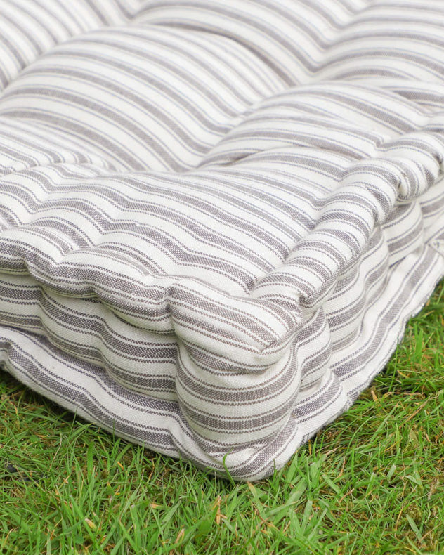 Set of 2 Grey Striped Alfresco Dining Mattress Cushions