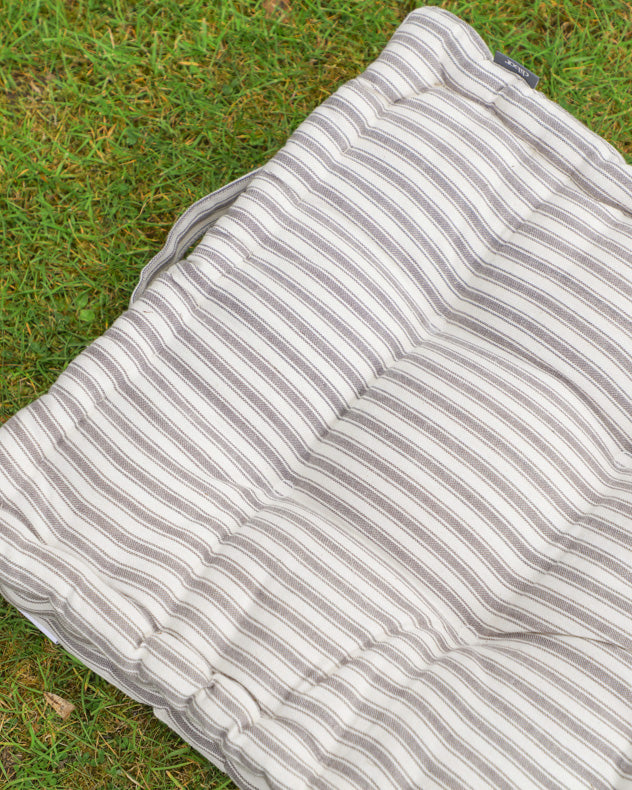 Set of 2 Grey Striped Alfresco Dining Mattress Cushions
