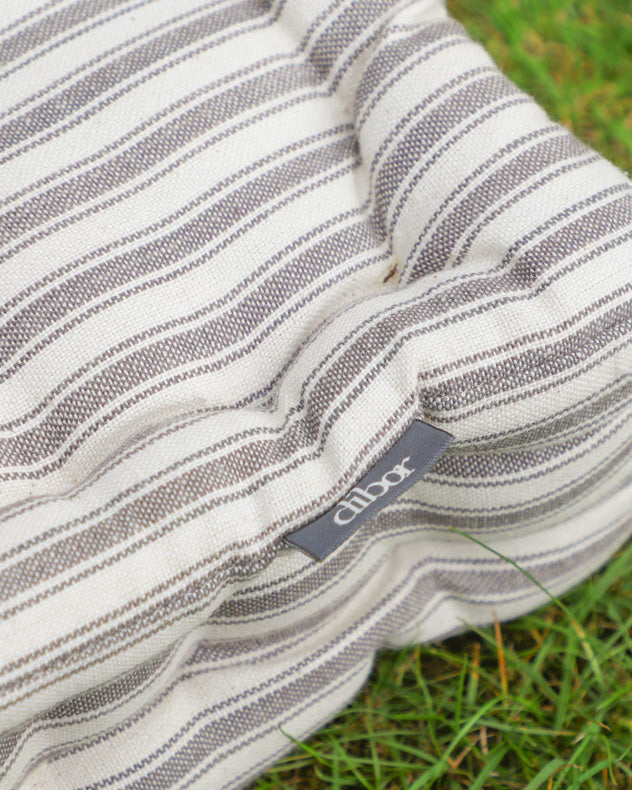 Set of 2 Grey Striped Alfresco Dining Mattress Cushions