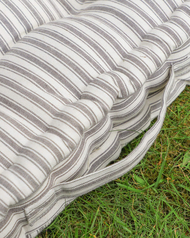 Set of 2 Grey Striped Alfresco Dining Mattress Cushions