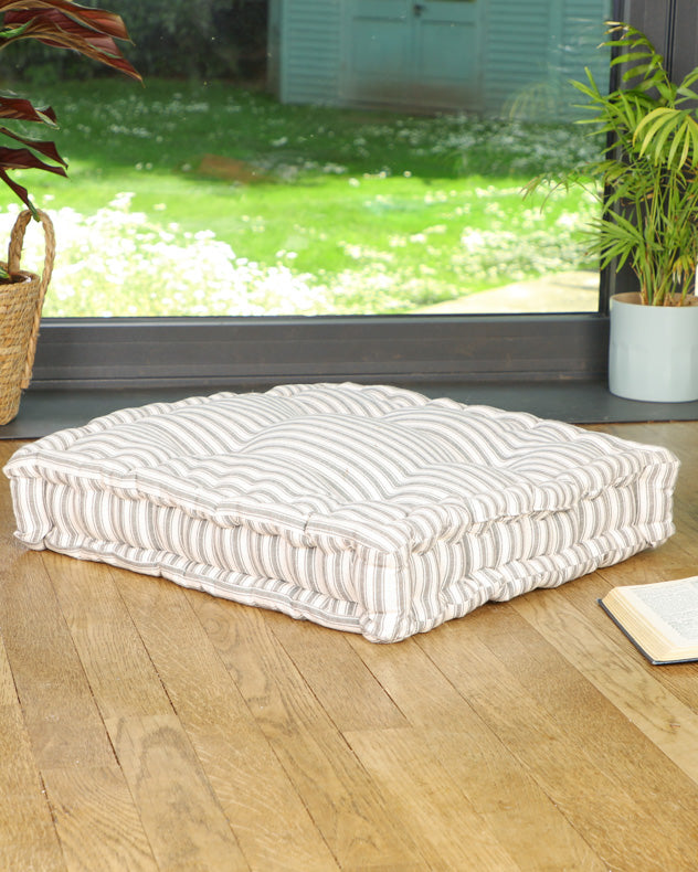 Pyrenees Grey Stripe Box Cushion 50cm