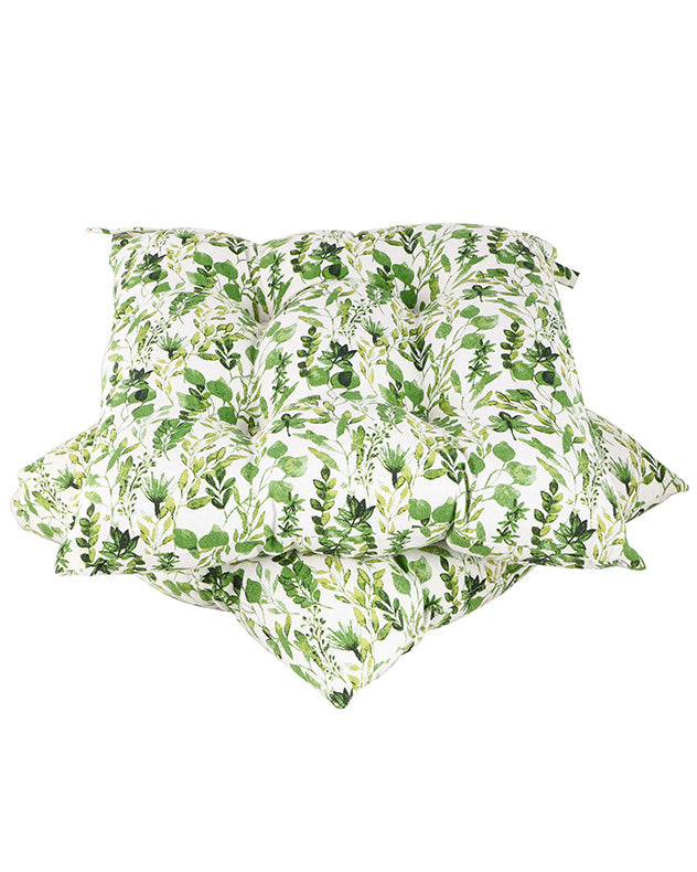 Set of 2 Botanical Print Outdoor Garden Tie-On Seat Pad Cushions