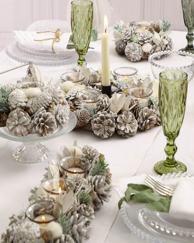 White Christmas Candle Centrepiece