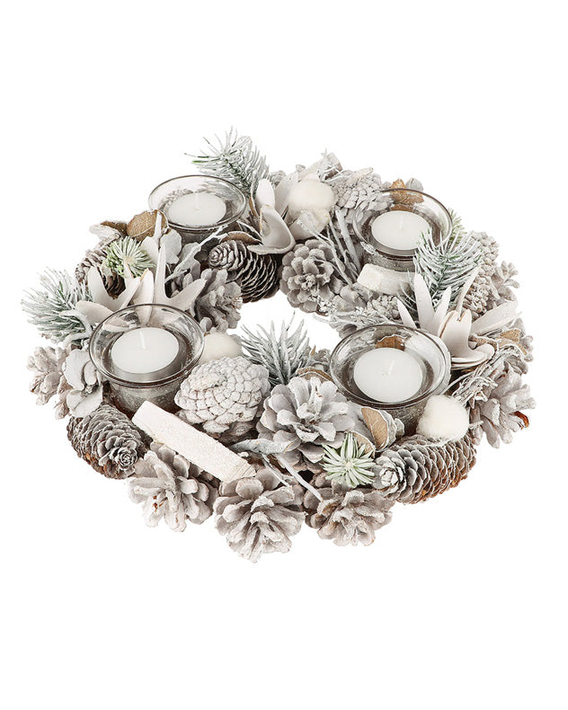 White Christmas Candle Centrepiece