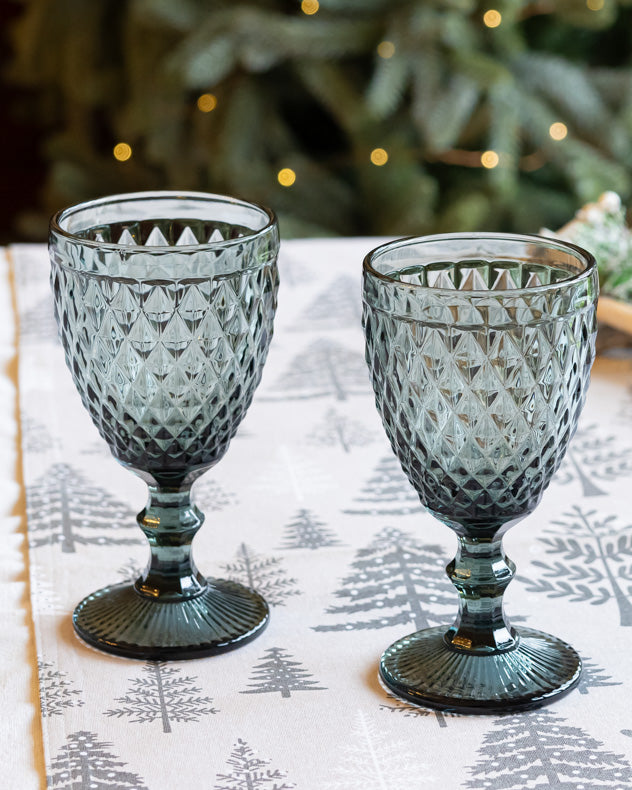 handmade embossed wine glass set