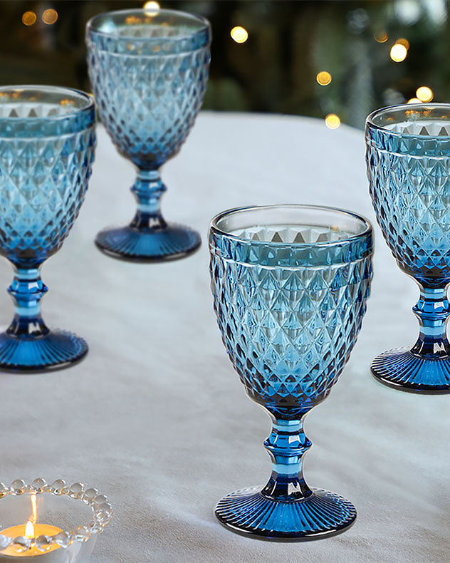 Rococo Blue Wine Goblet
