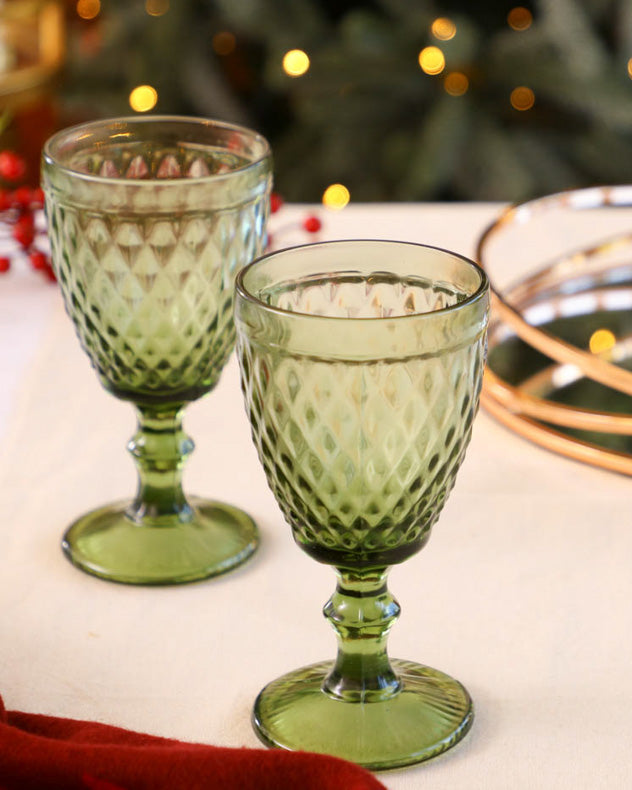 Rococo Green Wine Goblet