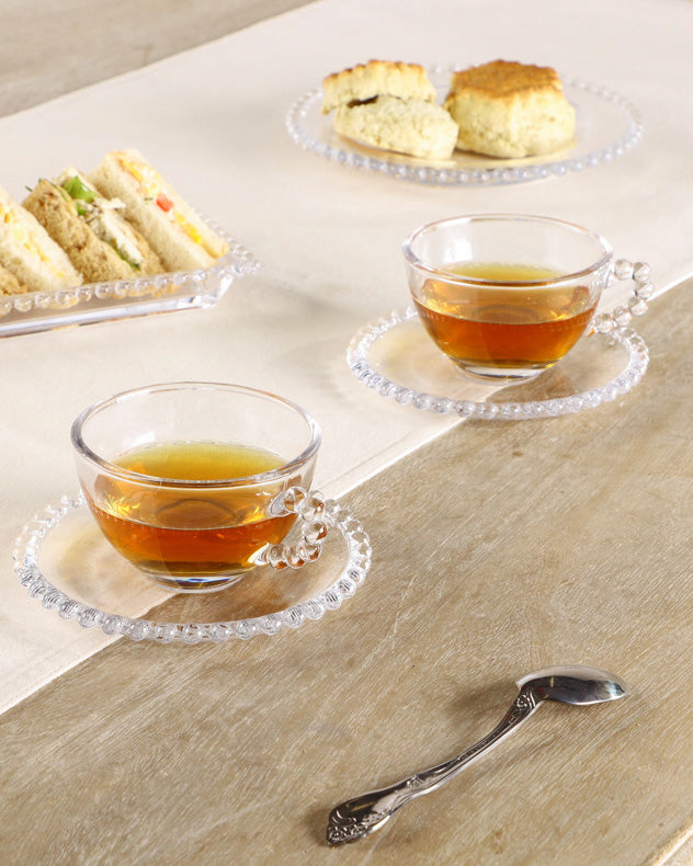 Set of 2 Bella Perle Teacups and Saucers