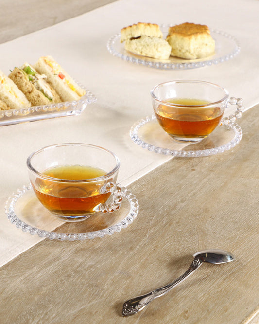 Set of 2 Bella Perle Teacups and Saucers