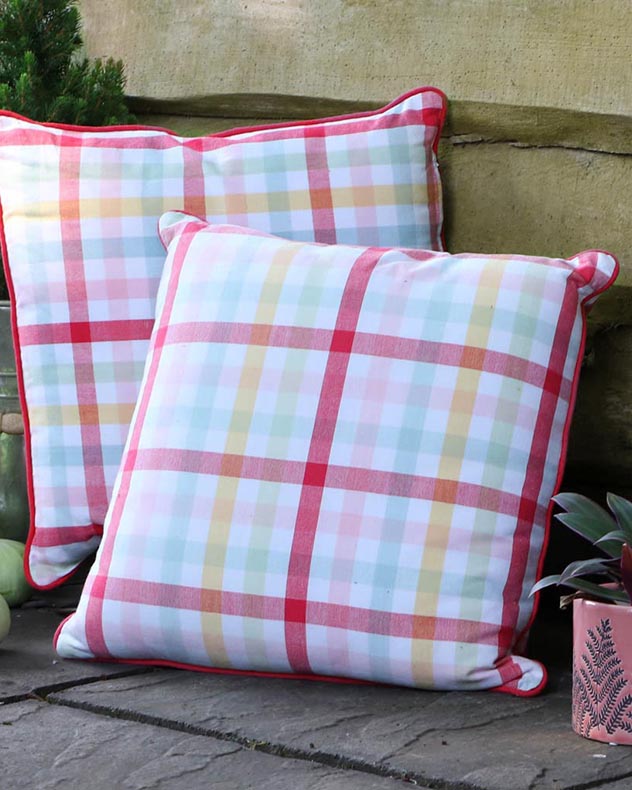 XL Pastel Pink Gingham Garden Scatter Cushion