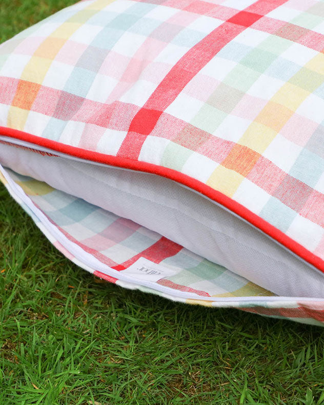 XL Pastel Pink Gingham Garden Scatter Cushion