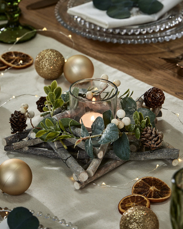 Set of 2 Nature Trail Star Candle Centrepieces