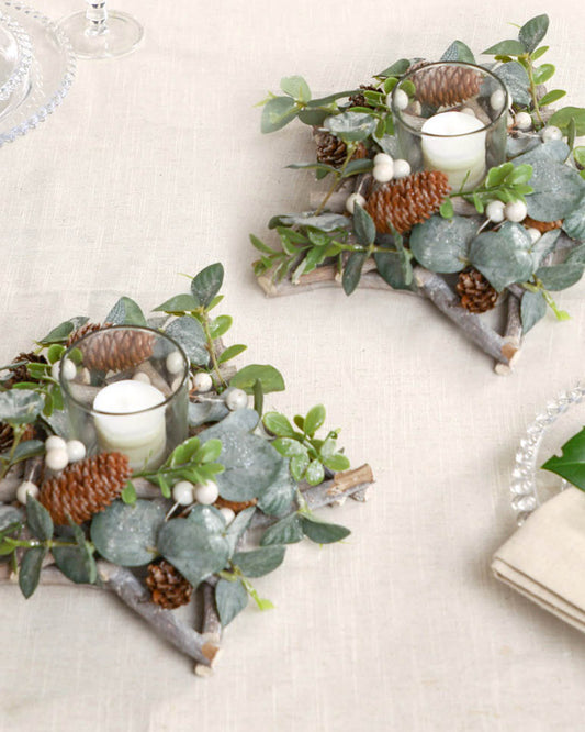 Set of 2 Nature Trail Star Candle Centrepieces