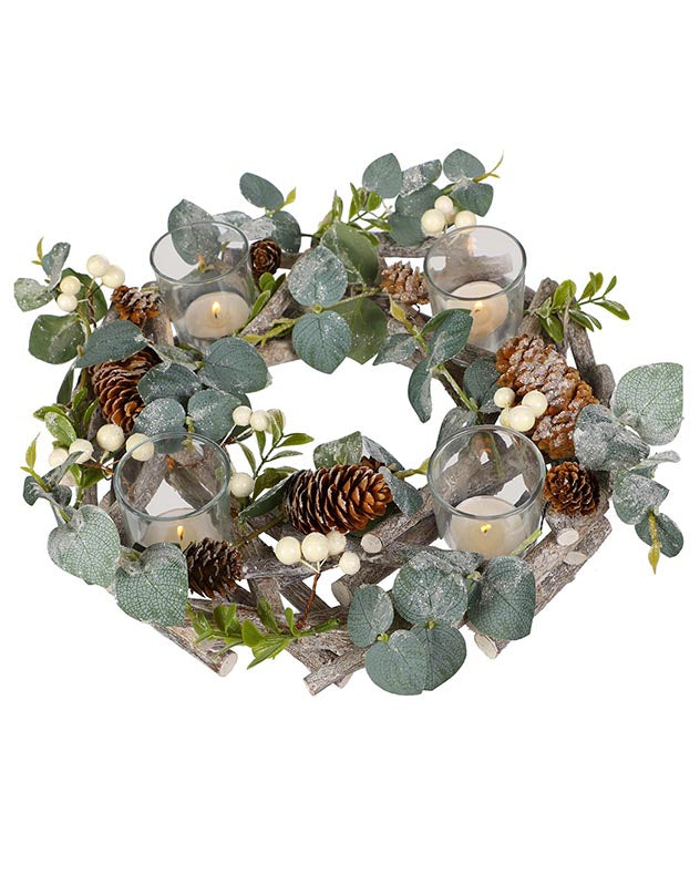 Nature Trail Christmas Wreath Candle Holder