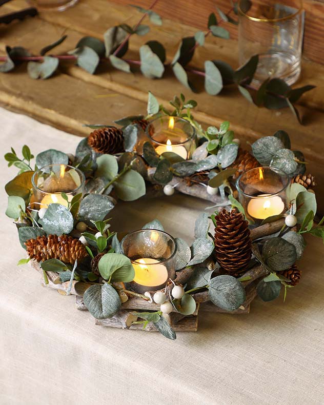 Nature Trail Christmas Wreath Candle Holder