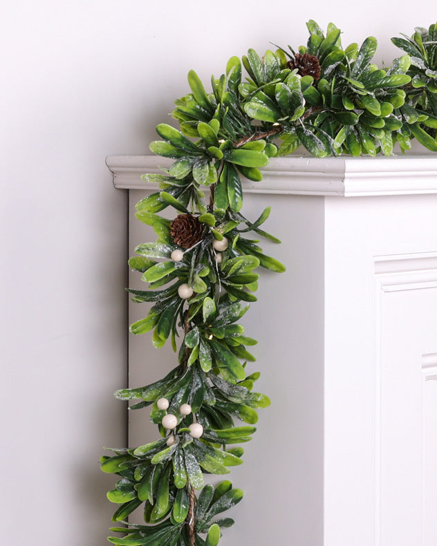 christmas garland on mantle