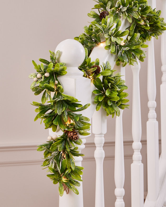 christmas garland on banister