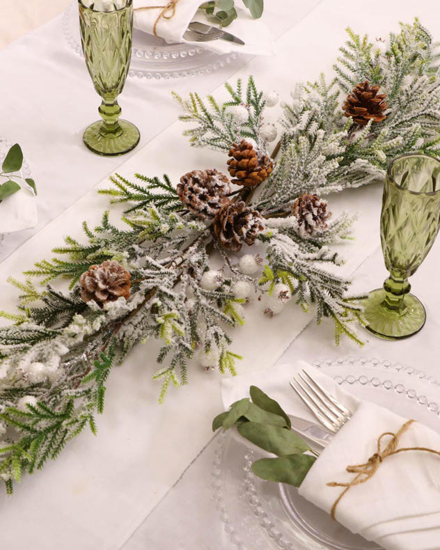 Snow Dusted Berries Frosted Christmas Table Candle Centrepiece