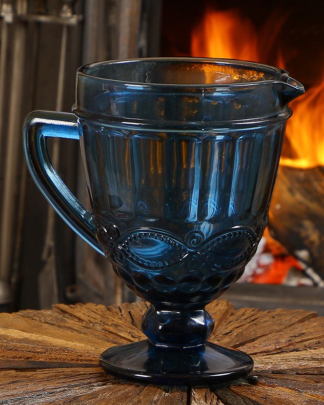 Aurielle Sapphire Blue Glass Serving Pitcher Jug