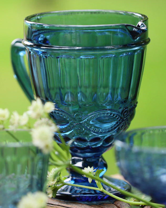 Vintage Style Sapphire Blue Glass Vase