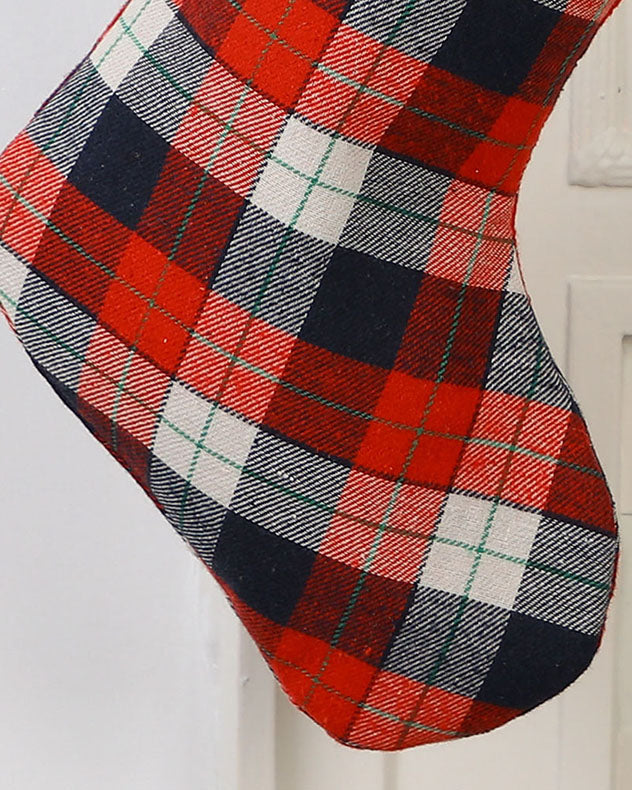 Highland Plaid Stocking with Faux Fur Cuff