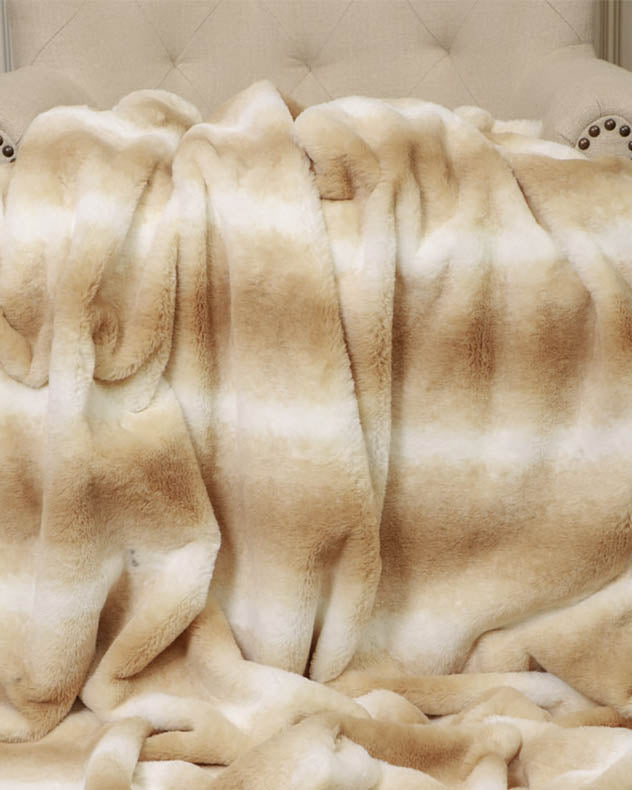 Fawn Striped Luxury Faux Fur Throw