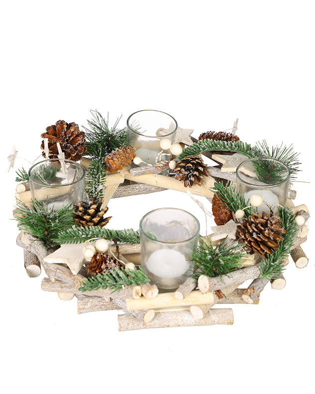 woodland christmas candle holder centrepiece