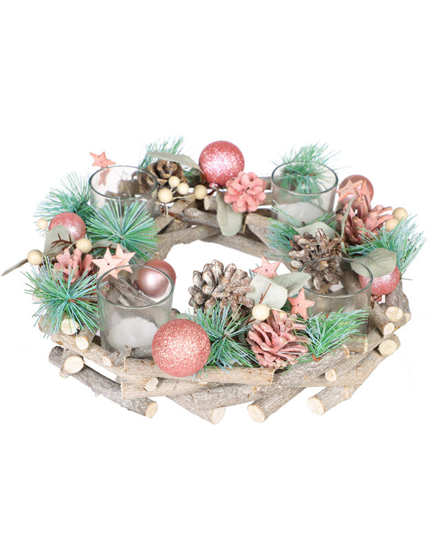 Sugar Sparkle Wreath Christmas Candle Holder