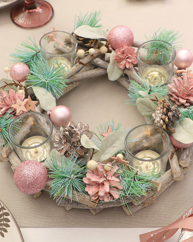Sugar Sparkle Wreath Christmas Candle Holder