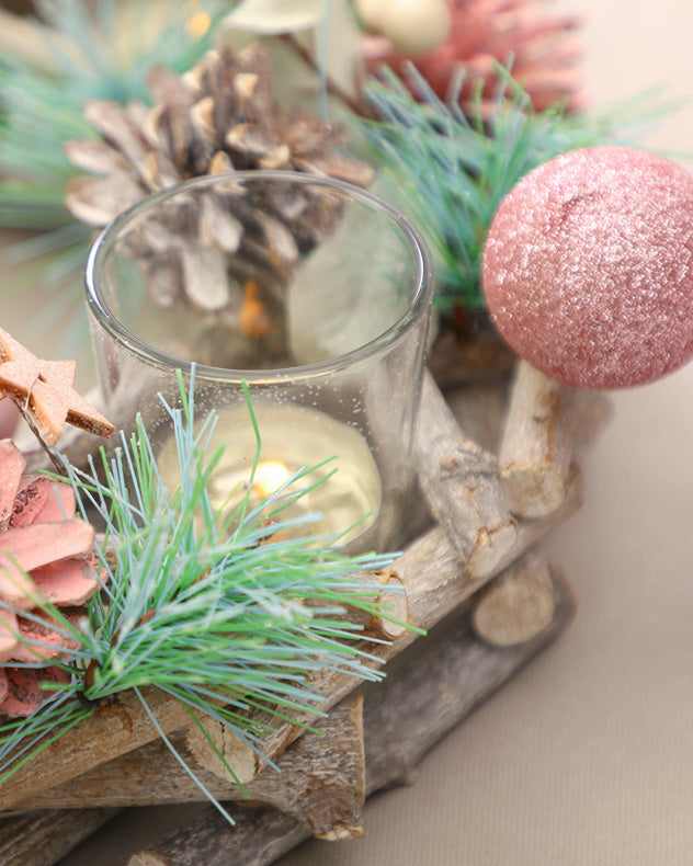 Sugar Sparkle Wreath Christmas Candle Holder