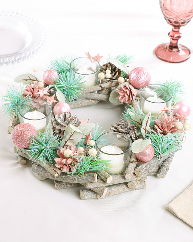 Sugar Sparkle Wreath Christmas Candle Holder