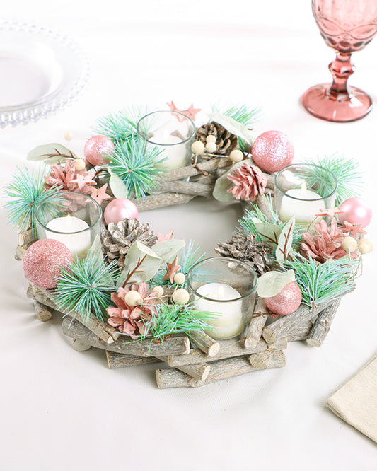 Sugar Sparkle Wreath Christmas Candle Holder